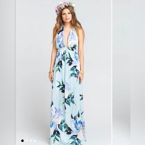Show Me Your Mumu Luna Halter Dress. Mint to Be Floral. Size S